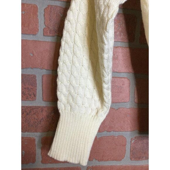 Vintage Nils Womens Cream Cable Knit Sweater Wool Blend Size M High Collar Butto - Picture 3 of 6